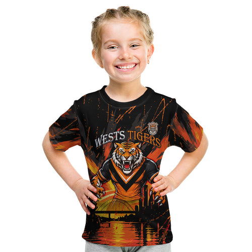 Personalised Wests Tigers City Of Rugby Kid T Shirt Sydney City Skyline Illustration Sport Fan