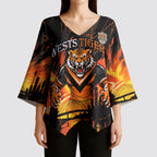 Personalised Wests Tigers City Of Rugby Kimono Sleeve Blouse Sydney City Skyline Illustration Sport Fan
