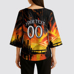 Personalised Wests Tigers City Of Rugby Kimono Sleeve Blouse Sydney City Skyline Illustration Sport Fan