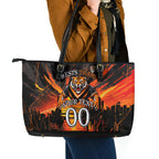 Personalised Wests Tigers City Of Rugby Leather Tote Bag Sydney City Skyline Illustration Sport Fan