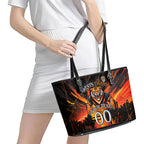 Personalised Wests Tigers City Of Rugby Leather Tote Bag Sydney City Skyline Illustration Sport Fan