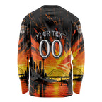 Personalised Wests Tigers City Of Rugby Long Sleeve Shirt Sydney City Skyline Illustration Sport Fan