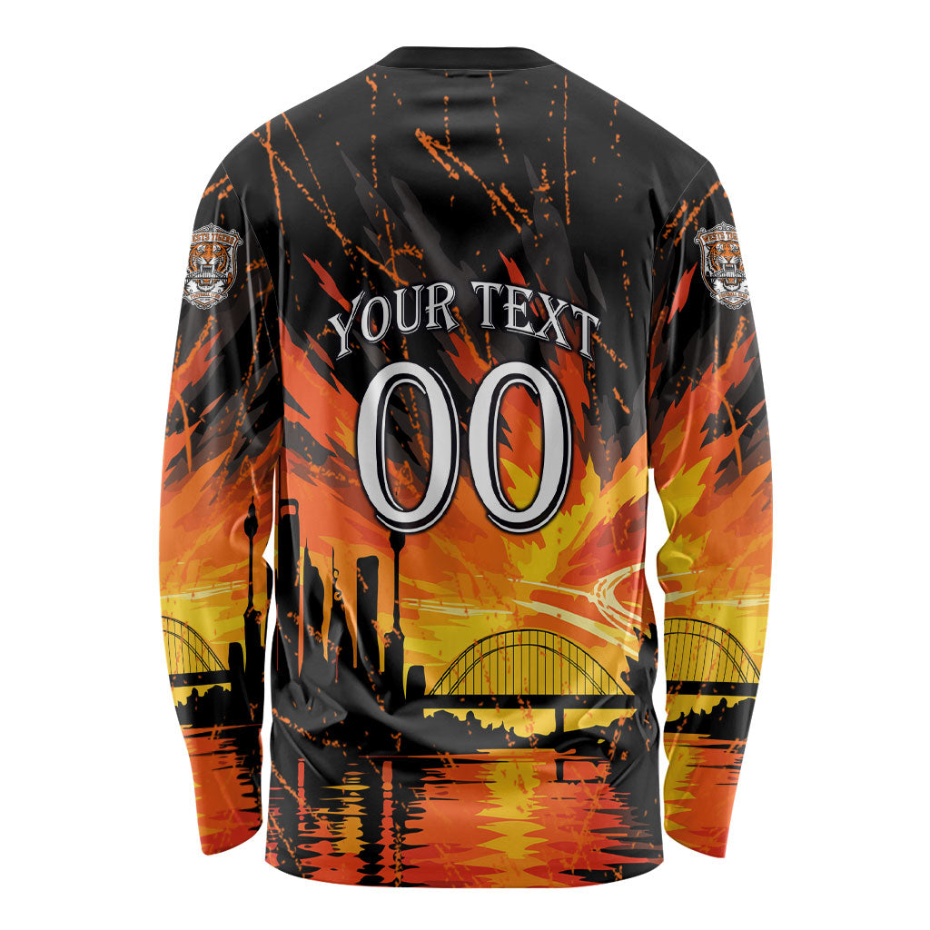 Personalised Wests Tigers City Of Rugby Long Sleeve Shirt Sydney City Skyline Illustration Sport Fan