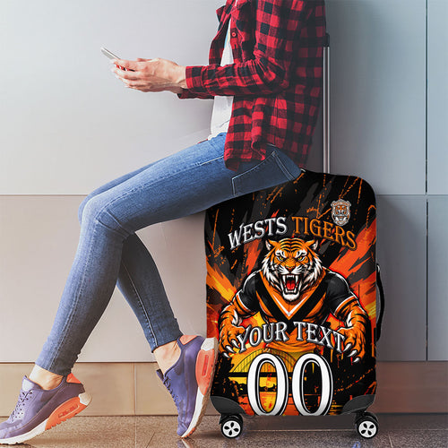 Personalised Wests Tigers City Of Rugby Luggage Cover Sydney City Skyline Illustration Sport Fan