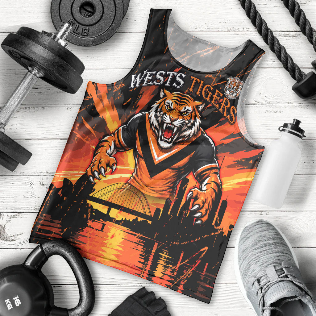 Personalised Wests Tigers City Of Rugby Men Tank Top Sydney City Skyline Illustration Sport Fan