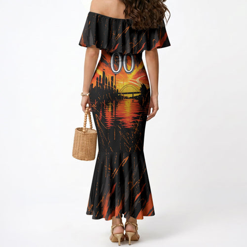 Personalised Wests Tigers City Of Rugby Mermaid Dress Sydney City Skyline Illustration Sport Fan
