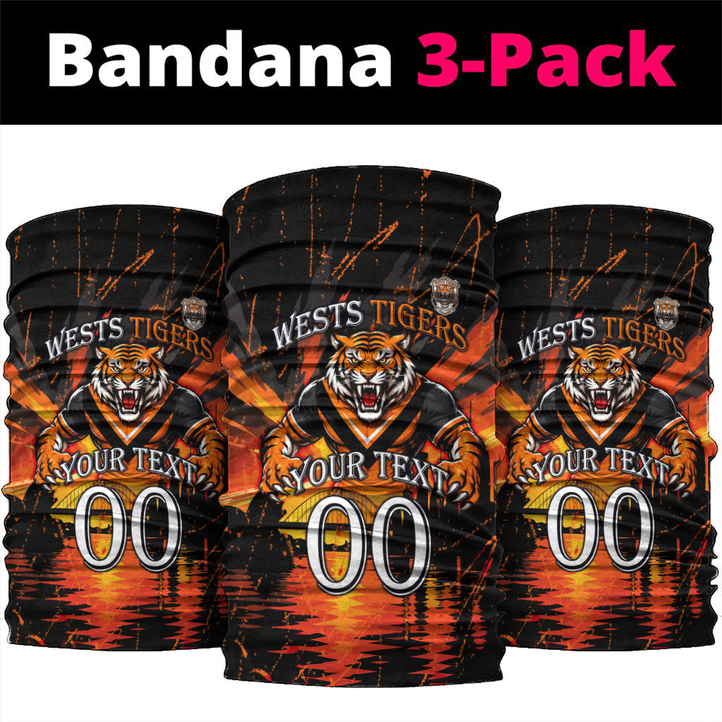 Personalised Wests Tigers City Of Rugby Neck Gaiter Sydney City Skyline Illustration Sport Fan