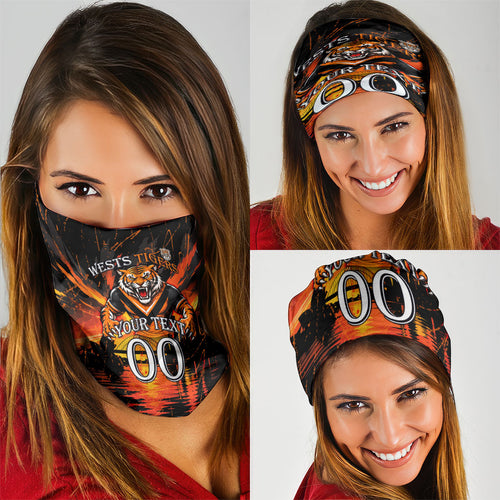 Personalised Wests Tigers City Of Rugby Neck Gaiter Sydney City Skyline Illustration Sport Fan
