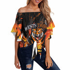 Personalised Wests Tigers City Of Rugby Off Shoulder Wrap Waist Top Sydney City Skyline Illustration Sport Fan