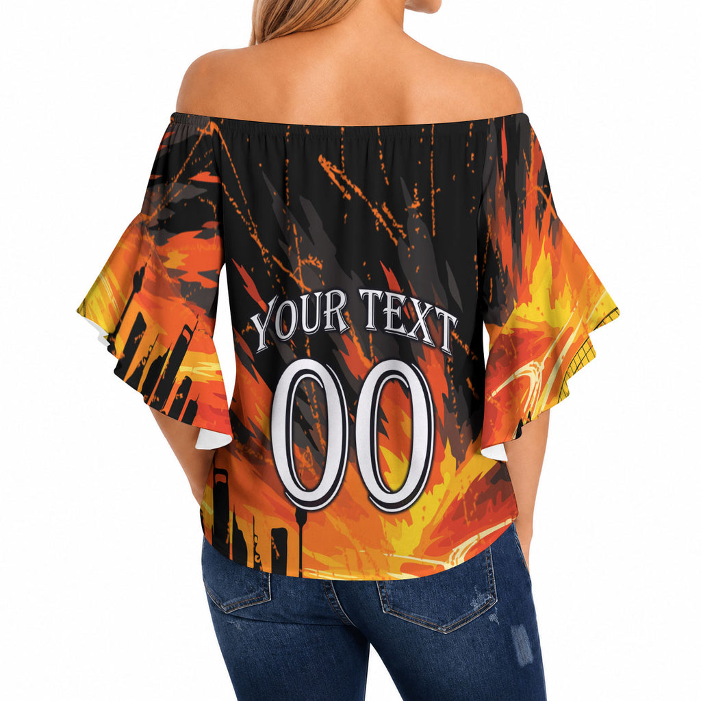 Personalised Wests Tigers City Of Rugby Off Shoulder Wrap Waist Top Sydney City Skyline Illustration Sport Fan