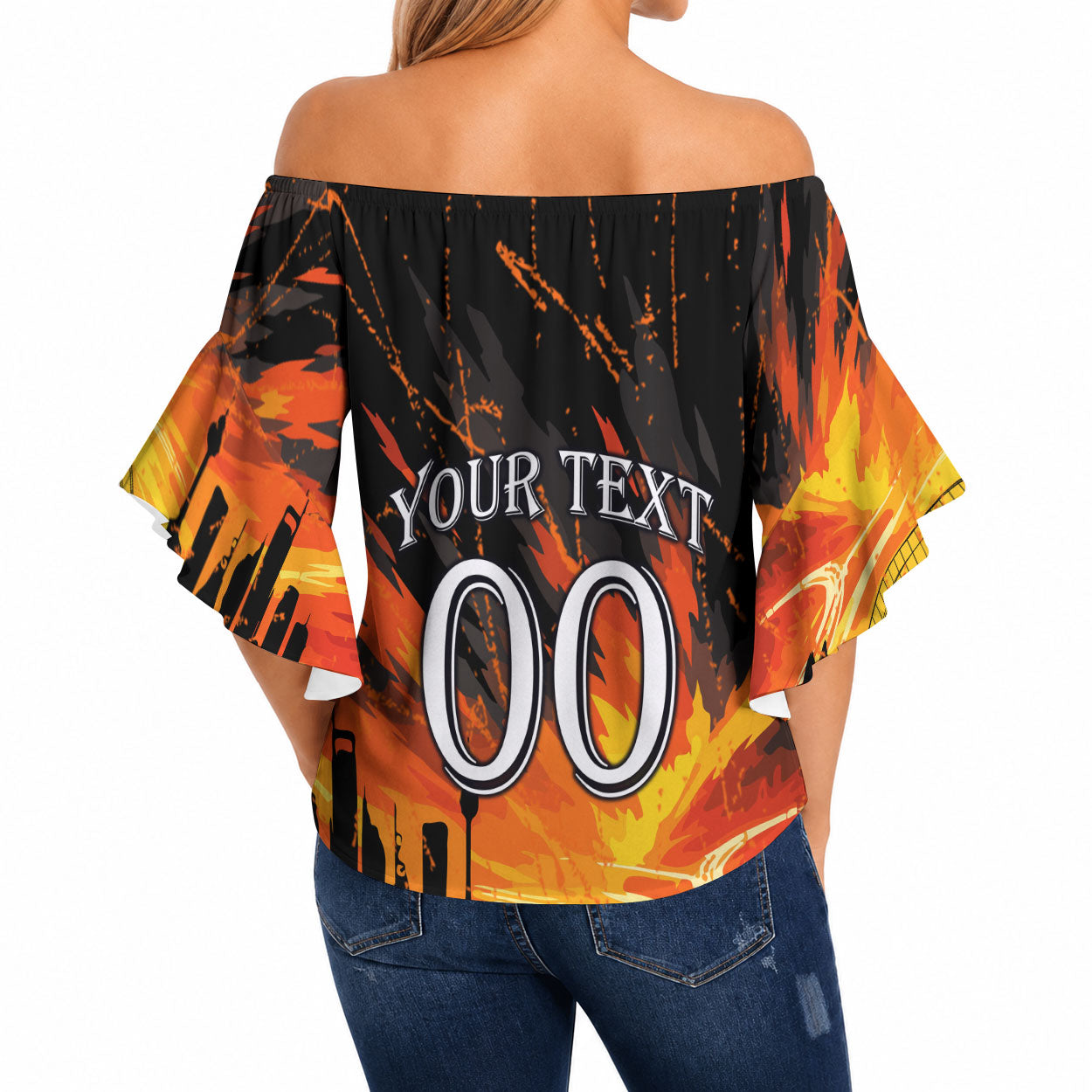 Personalised Wests Tigers City Of Rugby Off Shoulder Wrap Waist Top Sydney City Skyline Illustration Sport Fan
