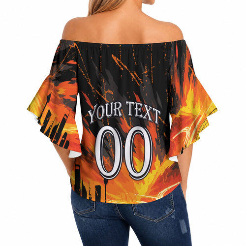 Personalised Wests Tigers City Of Rugby Off Shoulder Wrap Waist Top Sydney City Skyline Illustration Sport Fan