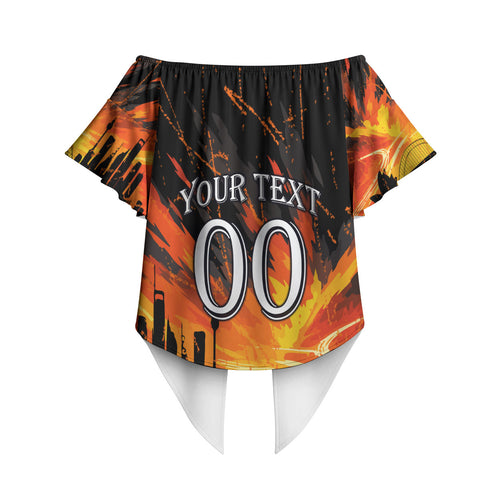 Personalised Wests Tigers City Of Rugby Off Shoulder Wrap Waist Top Sydney City Skyline Illustration Sport Fan