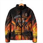 Personalised Wests Tigers City Of Rugby Padded Jacket Sydney City Skyline Illustration Sport Fan
