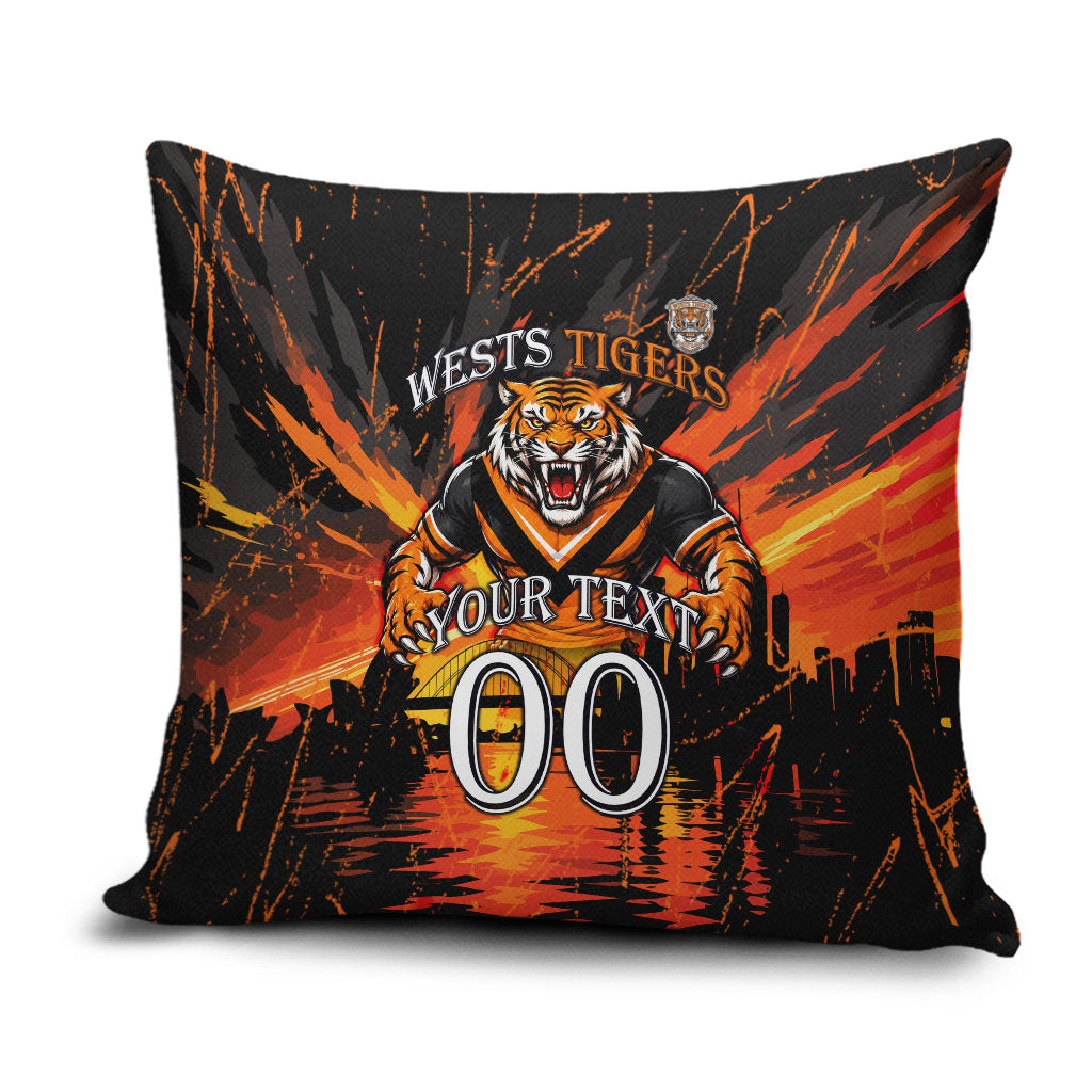 Personalised Wests Tigers City Of Rugby Pillow Cover Sydney City Skyline Illustration Sport Fan