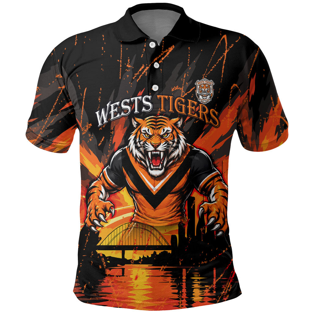 Personalised Wests Tigers City Of Rugby Polo Shirt Sydney City Skyline Illustration Sport Fan