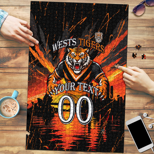 Personalised Wests Tigers City Of Rugby Puzzle Sydney City Skyline Illustration Sport Fan