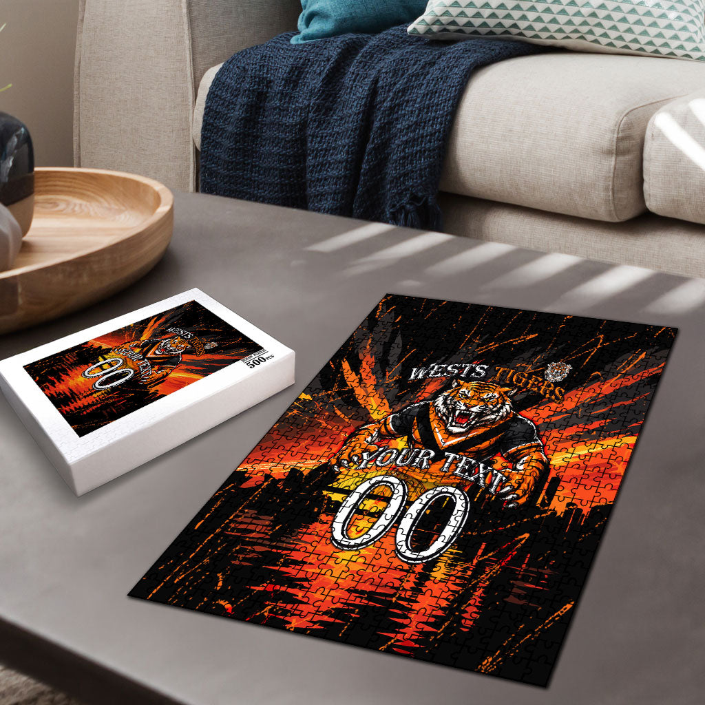 Personalised Wests Tigers City Of Rugby Puzzle Sydney City Skyline Illustration Sport Fan