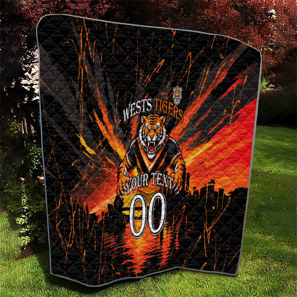 Personalised Wests Tigers City Of Rugby Quilt Sydney City Skyline Illustration Sport Fan