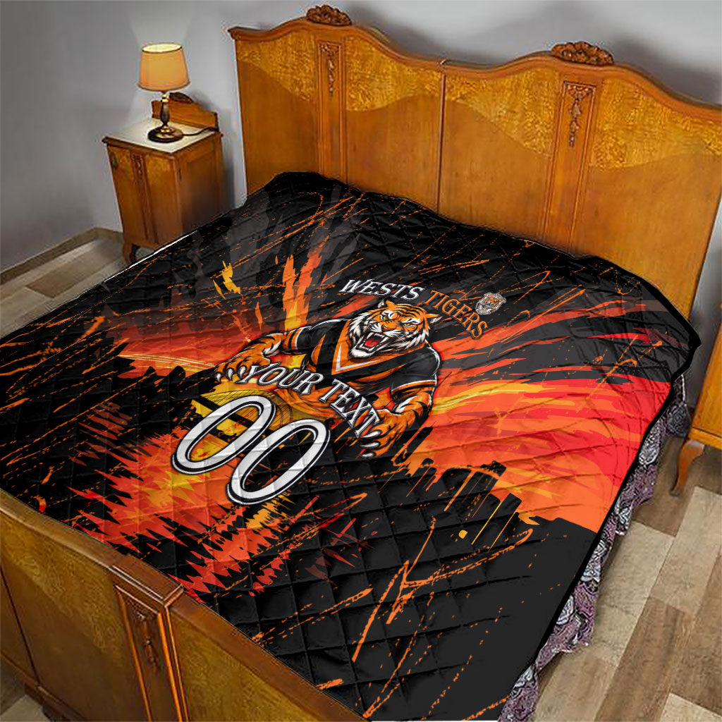 Personalised Wests Tigers City Of Rugby Quilt Sydney City Skyline Illustration Sport Fan