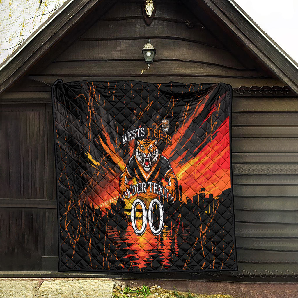 Personalised Wests Tigers City Of Rugby Quilt Sydney City Skyline Illustration Sport Fan