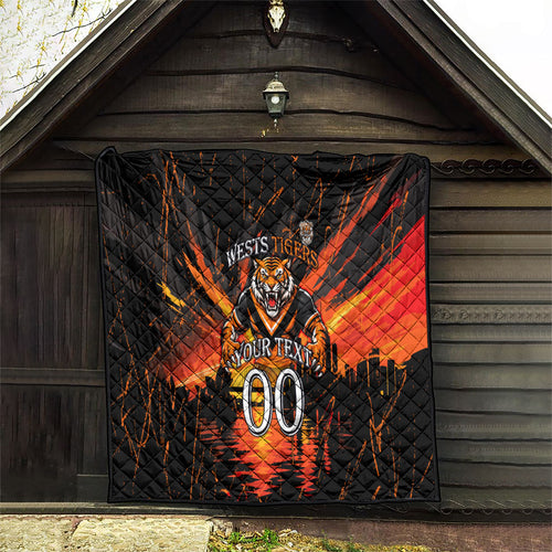 Personalised Wests Tigers City Of Rugby Quilt Sydney City Skyline Illustration Sport Fan