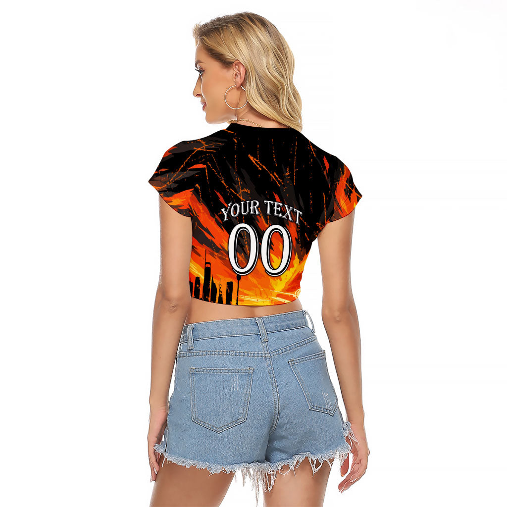 Personalised Wests Tigers City Of Rugby Raglan Cropped T Shirt Sydney City Skyline Illustration Sport Fan