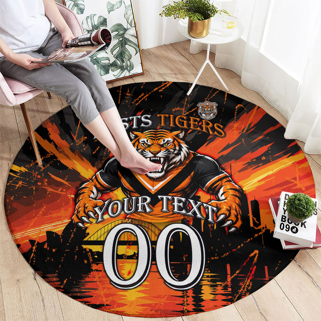 Personalised Wests Tigers City Of Rugby Round Carpet Sydney City Skyline Illustration Sport Fan
