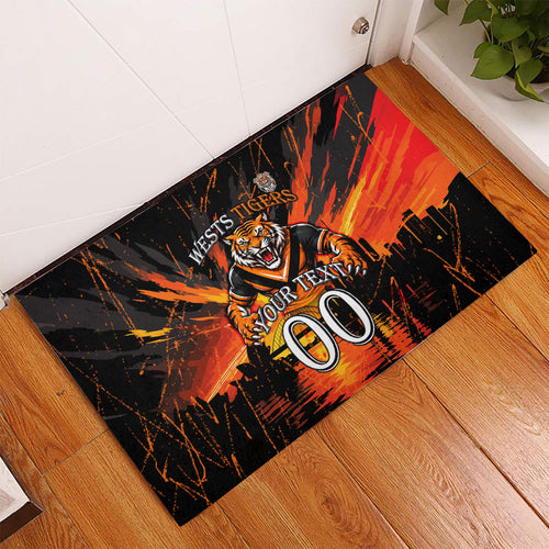 Personalised Wests Tigers City Of Rugby Rubber Doormat Sydney City Skyline Illustration Sport Fan