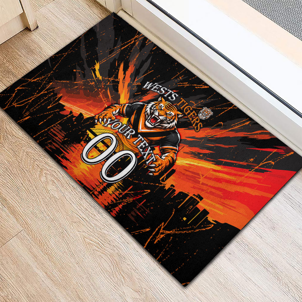 Personalised Wests Tigers City Of Rugby Rubber Doormat Sydney City Skyline Illustration Sport Fan