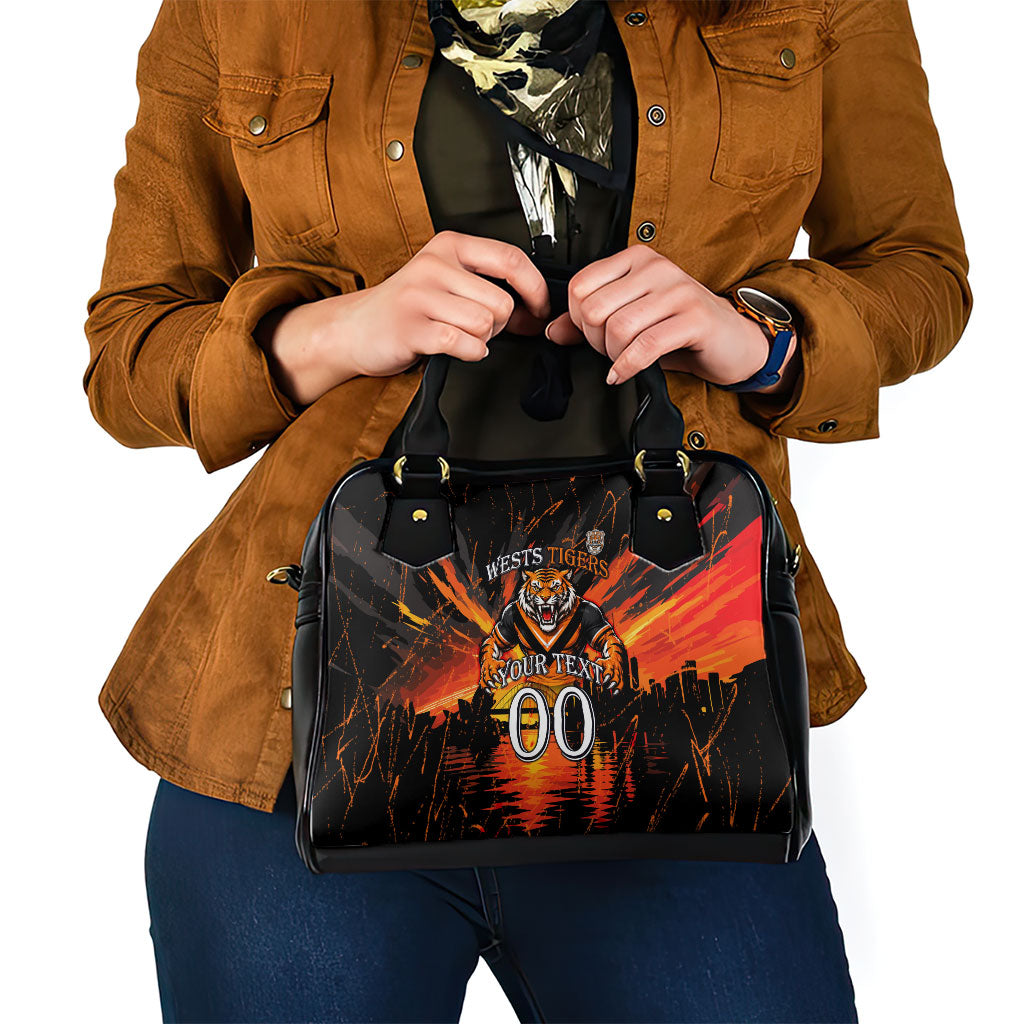 Personalised Wests Tigers City Of Rugby Shoulder Handbag Sydney City Skyline Illustration Sport Fan