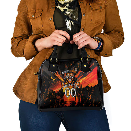 Personalised Wests Tigers City Of Rugby Shoulder Handbag Sydney City Skyline Illustration Sport Fan