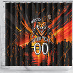 Personalised Wests Tigers City Of Rugby Shower Curtain Sydney City Skyline Illustration Sport Fan