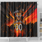 Personalised Wests Tigers City Of Rugby Shower Curtain Sydney City Skyline Illustration Sport Fan