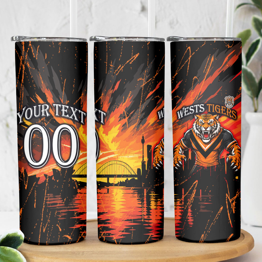 Personalised Wests Tigers City Of Rugby Skinny Tumbler Sydney City Skyline Illustration Sport Fan