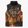 Personalised Wests Tigers City Of Rugby Sleeveless Puffer Jacket Sydney City Skyline Illustration Sport Fan