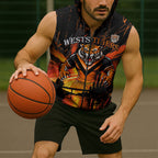 Personalised Wests Tigers City Of Rugby Sleeveless Zip Hoodie Sydney City Skyline Illustration Sport Fan