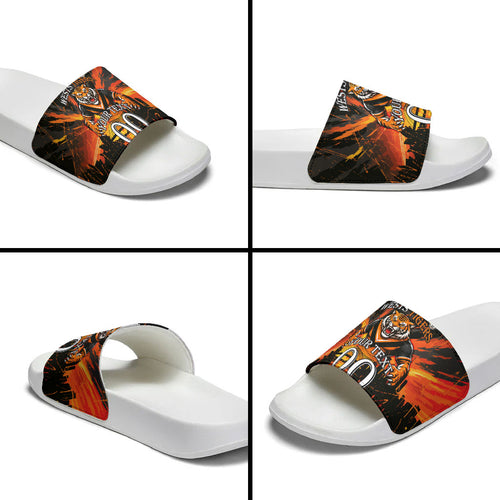 Personalised Wests Tigers City Of Rugby Slide Sandals Sydney City Skyline Illustration Sport Fan