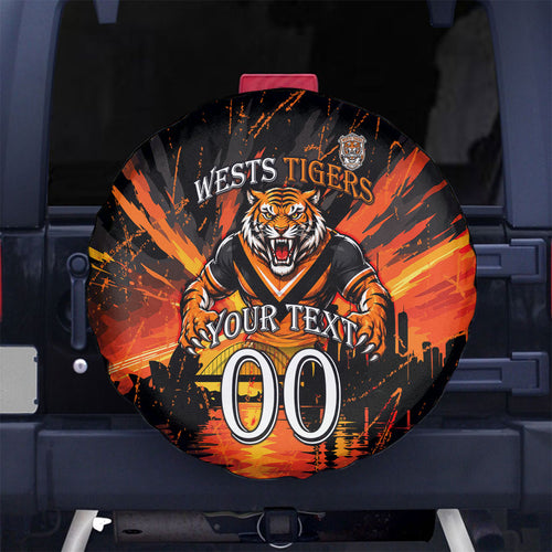 Personalised Wests Tigers City Of Rugby Spare Tire Cover Sydney City Skyline Illustration Sport Fan