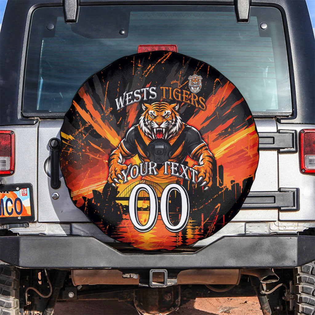 Personalised Wests Tigers City Of Rugby Spare Tire Cover Sydney City Skyline Illustration Sport Fan