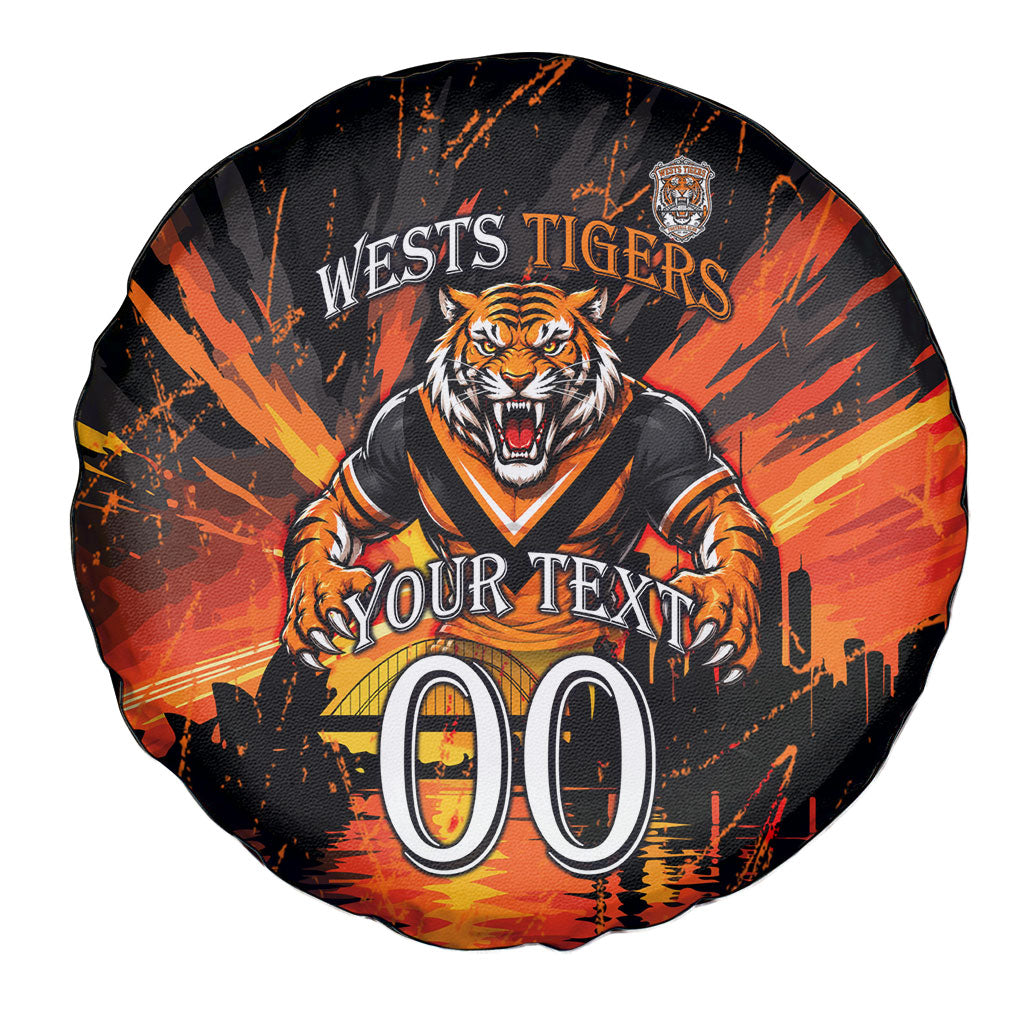 Personalised Wests Tigers City Of Rugby Spare Tire Cover Sydney City Skyline Illustration Sport Fan