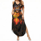 Personalised Wests Tigers City Of Rugby Summer Maxi Dress Sydney City Skyline Illustration Sport Fan