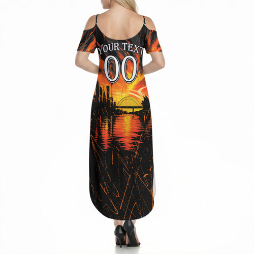 Personalised Wests Tigers City Of Rugby Summer Maxi Dress Sydney City Skyline Illustration Sport Fan