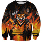 Personalised Wests Tigers City Of Rugby Sweatshirt Sydney City Skyline Illustration Sport Fan