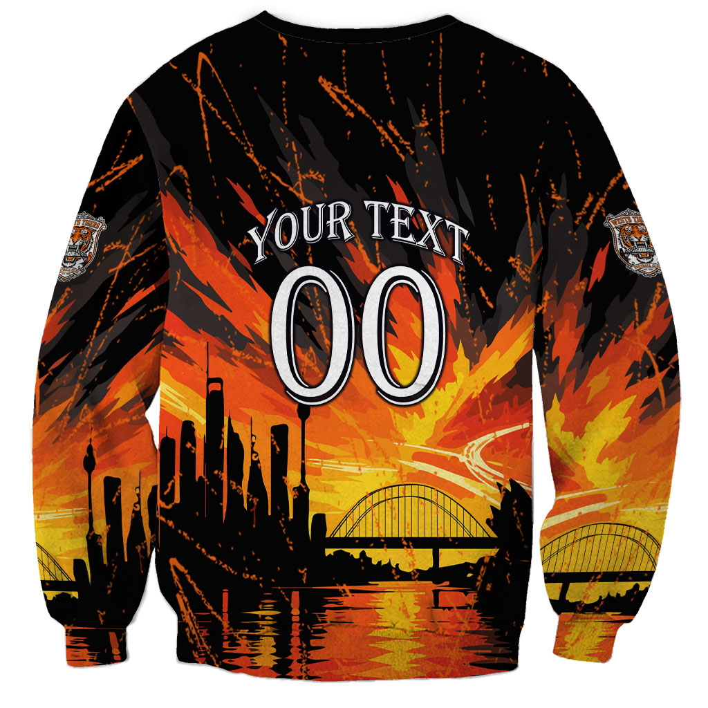 Personalised Wests Tigers City Of Rugby Sweatshirt Sydney City Skyline Illustration Sport Fan