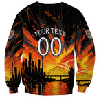 Personalised Wests Tigers City Of Rugby Sweatshirt Sydney City Skyline Illustration Sport Fan