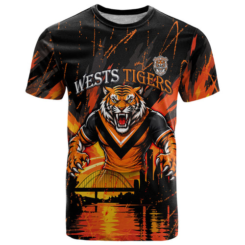 Personalised Wests Tigers City Of Rugby T Shirt Sydney City Skyline Illustration Sport Fan