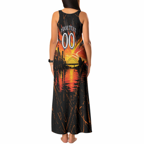 Personalised Wests Tigers City Of Rugby Tank Maxi Dress Sydney City Skyline Illustration Sport Fan