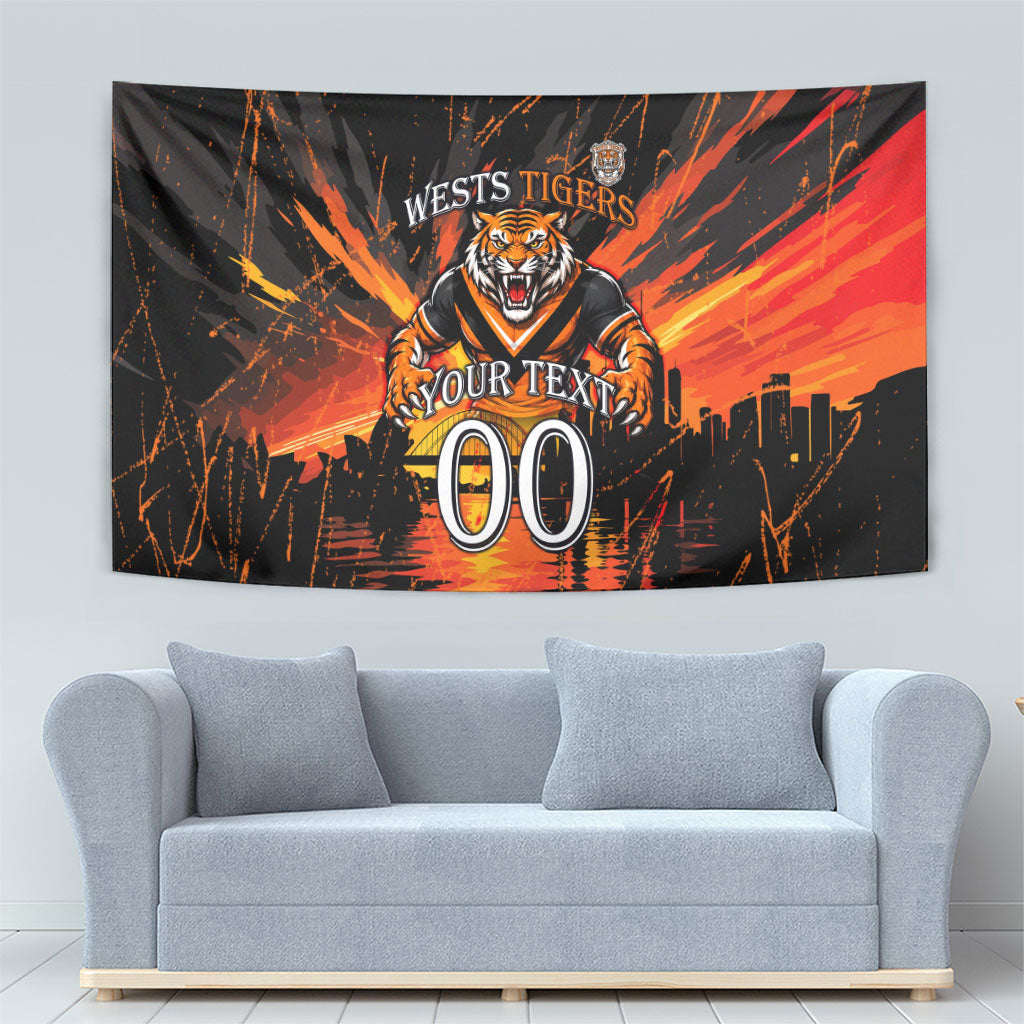 Personalised Wests Tigers City Of Rugby Tapestry Sydney City Skyline Illustration Sport Fan
