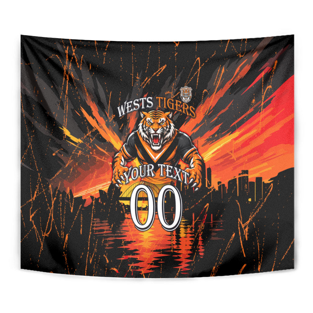 Personalised Wests Tigers City Of Rugby Tapestry Sydney City Skyline Illustration Sport Fan
